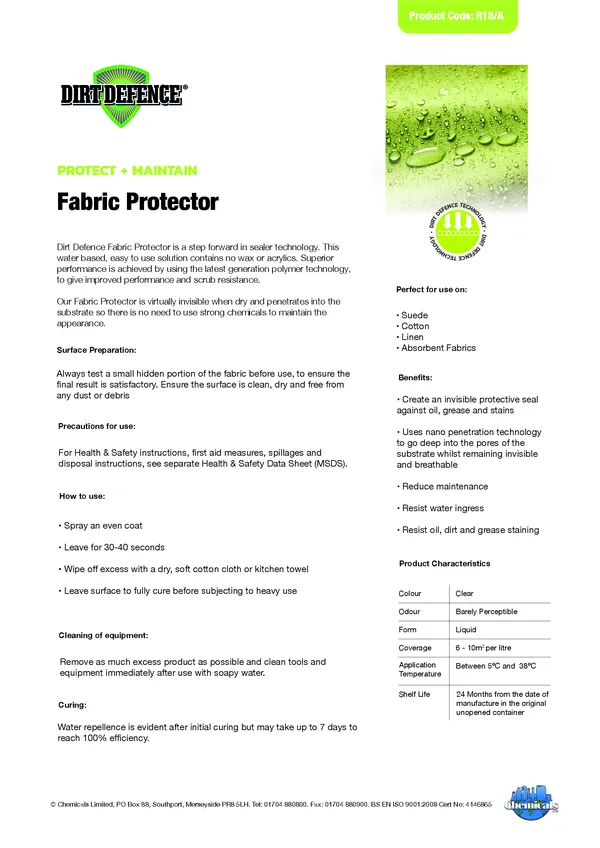 Fabric Protector Datasheet PDF 